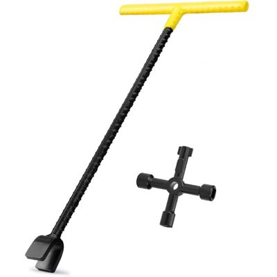 DPZO Llave Para Contador De Agua De 40,6 Cm (aprox. 16 Pulgadas) De Largo Con Práctica Llave De 4 Vías Y Manija En T Para Cerrar La Válvula Principal Del Contador De Agua. DPZO Llave Para Contador De Agua De 40,6 Cm (aprox. 16 Pulgadas) De Largo Con Práctica Llave De 4 Vías Y Manija En T Para Cerrar La Válvula Principal Del Contador De Agua.