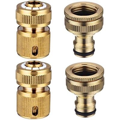 OEM Acoplamiento Rápido De Latón De 1/2" Y Conector De Grifo De Jardín De Latón 2 En 1 – Paquete De 4 OEM Acoplamiento Rápido De Latón De 1/2" Y Conector De Grifo De Jardín De Latón 2 En 1 – Paquete De 4