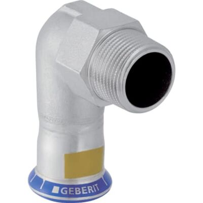 Geberit Mapress Acero Inoxidable Codo De Transición 90° Con Rosca Macho (gas), Dn 20, 34151 Geberit Mapress Acero Inoxidable Codo De Transición 90° Con Rosca Macho (gas), Dn 20, 34151
