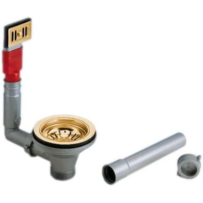 Cesta de desagüe Lira - Desbordamiento rectangular - 90mm - Oro perla Cesta de desagüe Lira - Desbordamiento rectangular - 90mm - Oro perla