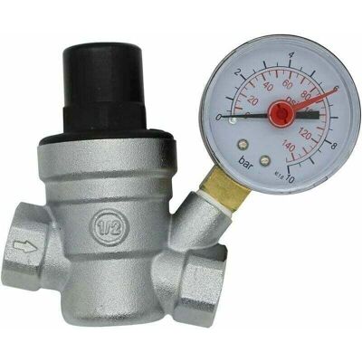 Jalleria - Reductor De Presión De Agua Dn15, Regulador De Presión De Agua Con Manómetro De 1/2 Pulgada (dn15) Jalleria - Reductor De Presión De Agua Dn15, Regulador De Presión De Agua Con Manómetro De 1/2 Pulgada (dn15)