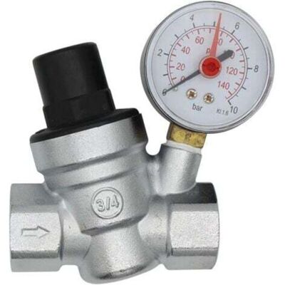 Jalleria - Reductor De Presión De Agua Dn20, Regulador De Presión De Agua De 3/4 De Pulgada Con Manómetro Jalleria - Reductor De Presión De Agua Dn20, Regulador De Presión De Agua De 3/4 De Pulgada Con Manómetro