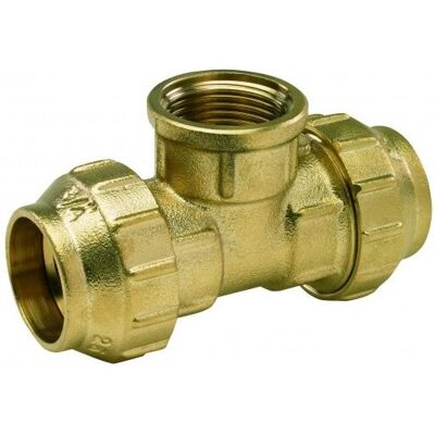 Inyectometal - Te Hembra Con Tuerca Exterior Fittings Latón - Arco Medidas: Ø20mm X 1/2' Inyectometal - Te Hembra Con Tuerca Exterior Fittings Latón - Arco Medidas: Ø20mm X 1/2'