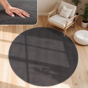 Paco Home - Alfombra Moderna Para Salón A Pelo Corto Lavable Suave Uni Efecto Piel Antideslizante Antracita, Ø 160 Cm Redon Paco Home - Alfombra Moderna Para Salón A Pelo Corto Lavable Suave Uni Efecto Piel Antideslizante Antracita, Ø 160 Cm Redon
