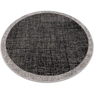 RUGSX Alfombra De Cuerda Sisal Floorlux Circulo 20401 Marco Negro/plateado Black Circulo 120 Cm RUGSX Alfombra De Cuerda Sisal Floorlux Circulo 20401 Marco Negro/plateado Black Circulo 120 Cm