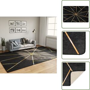 Alfombra Para Salón - Vidaxl Alfombra Lavable Negro Y Dorado 190x300 Cm - Alfombra Para Dormitorio Alfombra Para Salón - Vidaxl Alfombra Lavable Negro Y Dorado 190x300 Cm - Alfombra Para Dormitorio