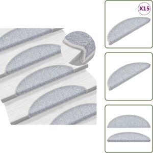 VIDAXL The Living Store Alfombrillas De Escalera 15 Unidades Gris Claro 56x17x3 Cm - Alfombras De Escalera VIDAXL The Living Store Alfombrillas De Escalera 15 Unidades Gris Claro 56x17x3 Cm - Alfombras De Escalera