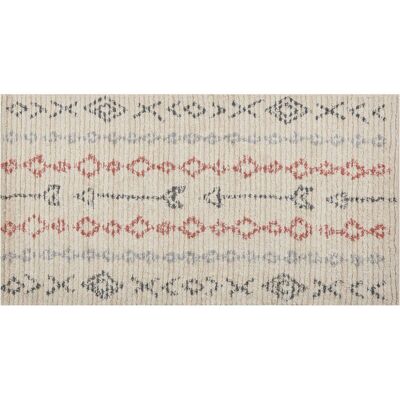 Alfombra de Algodón Beige Beliani - Patrón Geométrico, 80 x 150 cm - Decoración Sala Alfombra de Algodón Beige Beliani - Patrón Geométrico, 80 x 150 cm - Decoración Sala