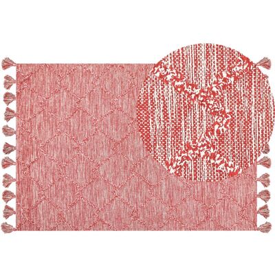 Alfombra de Algodón Rojo Beliani 160 x 230 cm - Alfombra Alfombra de Algodón Rojo Beliani 160 x 230 cm - Alfombra