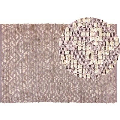 Alfombra de algodón rosa beige 140x200 cm - Diseño geométrico Beliani Alfombra de algodón rosa beige 140x200 cm - Diseño geométrico Beliani