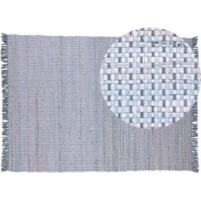 Alfombra rectangular gris de algodón de Beliani - Estilo boho, 160x230 cm Alfombra rectangular gris de algodón de Beliani - Estilo boho, 160x230 cm