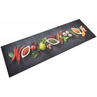 Vidaxl - Alfombra De Cocina Lavable Terciopelo Dibujo Especias 60x180 Cm Vidaxl - Alfombra De Cocina Lavable Terciopelo Dibujo Especias 60x180 Cm