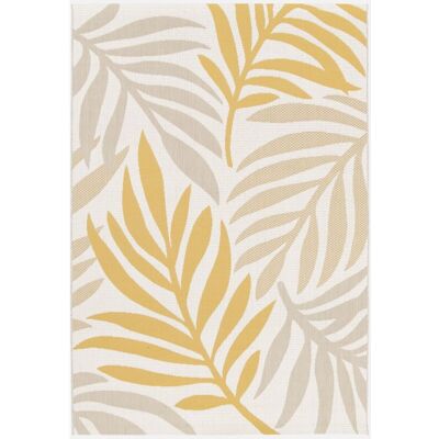 Sweeek - Alfombra De Interior/exterior, Estampado Beige Y Mostaza, Poliéster Reciclado, Bloom, 170x120x1 Cm Sweeek - Alfombra De Interior/exterior, Estampado Beige Y Mostaza, Poliéster Reciclado, Bloom, 170x120x1 Cm
