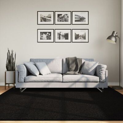 Vidaxl - Alfombra De Pelo Corto Suave Lavable Huarte Negro 200x200 Cm Vidaxl - Alfombra De Pelo Corto Suave Lavable Huarte Negro 200x200 Cm
