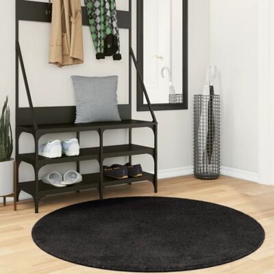Vidaxl - Alfombra De Pelo Corto Suave Lavable Huarte Negro Ø 120 Cm Vidaxl - Alfombra De Pelo Corto Suave Lavable Huarte Negro Ø 120 Cm