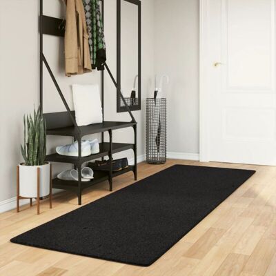 Vidaxl - Alfombra De Pelo Corto Suave Lavable Huarte Negro 80x250 Cm Vidaxl - Alfombra De Pelo Corto Suave Lavable Huarte Negro 80x250 Cm