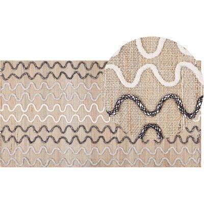 Alfombra de yute beige 80 x 150 cm - Patrón geométrico - Estilo rústico boho Alfombra de yute beige 80 x 150 cm - Patrón geométrico - Estilo rústico boho
