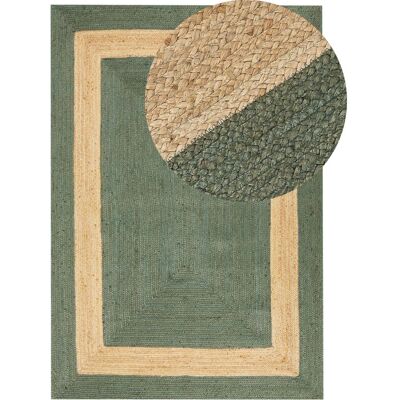 Alfombra de Yute Verde de Beliani - Patrón Geométrico, 160x230cm Alfombra de Yute Verde de Beliani - Patrón Geométrico, 160x230cm