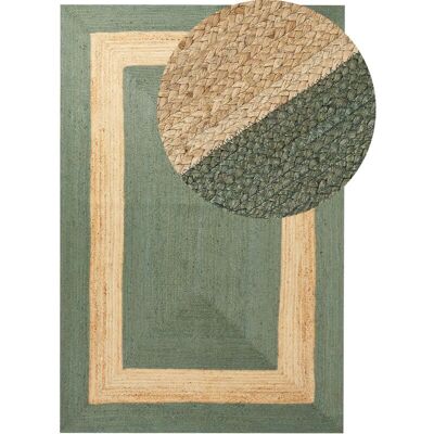 BELIANI Alfombra De Yute Natural Con Patrón Geométrico Verde Estilo Boho 200x300cm Karakuyu BELIANI Alfombra De Yute Natural Con Patrón Geométrico Verde Estilo Boho 200x300cm Karakuyu