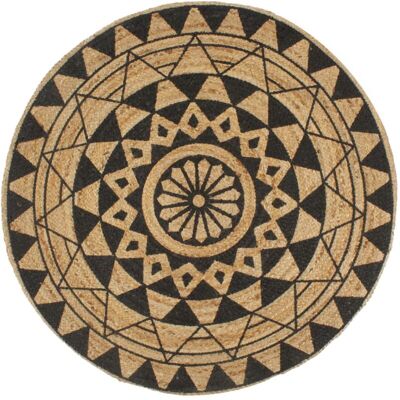 Décoshop26 - Alfombra Hecha A Mano Yute Con Estampado Negro 120 Cm Dec023494 Décoshop26 - Alfombra Hecha A Mano Yute Con Estampado Negro 120 Cm Dec023494