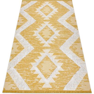 RUGSX Alfombra Eco Sisal Boho Moroc Diamantes 22312 Franjas - Dos Niveles De Vellón Amarillo / Crema, Alfombra Reciclada Yellow 155x220 Cm RUGSX Alfombra Eco Sisal Boho Moroc Diamantes 22312 Franjas - Dos Niveles De Vellón Amarillo / Crema, Alfombra Reciclada Yellow 155x220 Cm