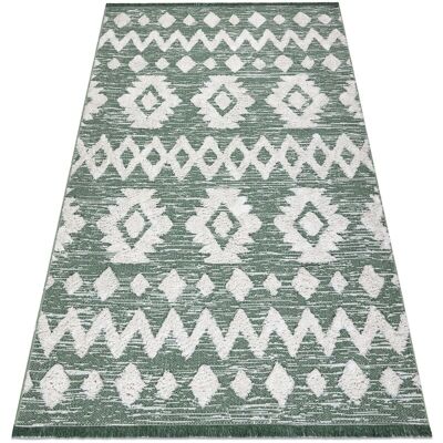 RUGSX Alfombra Eco Sisal Boho Moroc Etno Zigzag 22319 Franjas - Dos Niveles De Vellón Verde / Crema, Alfombra Reciclada Green 117x170 Cm RUGSX Alfombra Eco Sisal Boho Moroc Etno Zigzag 22319 Franjas - Dos Niveles De Vellón Verde / Crema, Alfombra Reciclada Green 117x170 Cm