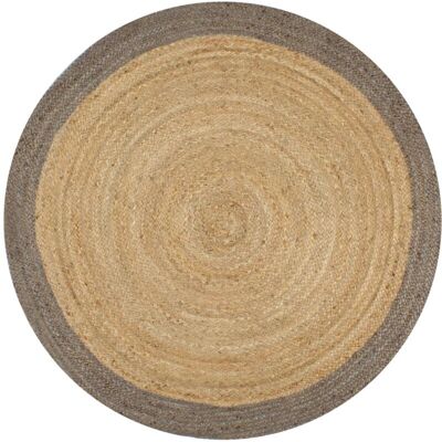 Décoshop26 - Alfombra Hecha A Mano Yute Con Borde Gris 150 Cm Dec023471 Décoshop26 - Alfombra Hecha A Mano Yute Con Borde Gris 150 Cm Dec023471