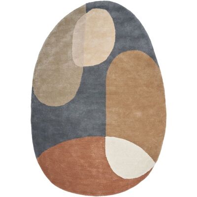 Beliani - Alfombra Moderna De Viscosa Y Lana Hecha A Mano Forma Oval 160 X 230 Cm Multicolor Kafar Beliani - Alfombra Moderna De Viscosa Y Lana Hecha A Mano Forma Oval 160 X 230 Cm Multicolor Kafar