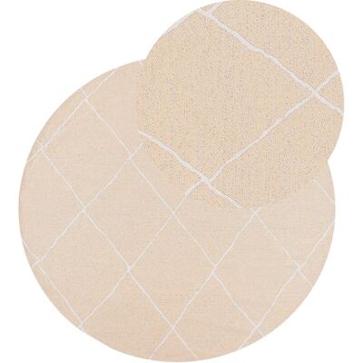 Beliani - Alfombra Moderna Para Interior Y Exterior Redonda Con Patrón Geométrico 120 Cm Beige Gwalior Beliani - Alfombra Moderna Para Interior Y Exterior Redonda Con Patrón Geométrico 120 Cm Beige Gwalior