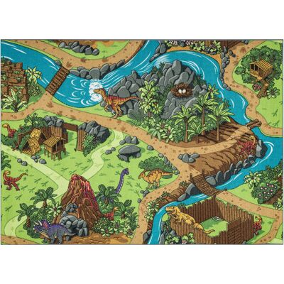 RUGSX Alfombra Rebel Roads Dino World 29 Dinosaurios, Antideslizante Para Niños - Gris / Verde Multicolour 95x133 Cm RUGSX Alfombra Rebel Roads Dino World 29 Dinosaurios, Antideslizante Para Niños - Gris / Verde Multicolour 95x133 Cm