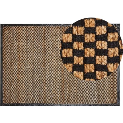 Beliani Alfombra de Área Negra y Beige - Alfombra Rectangular Tejida a Mano Beliani Alfombra de Área Negra y Beige - Alfombra Rectangular Tejida a Mano