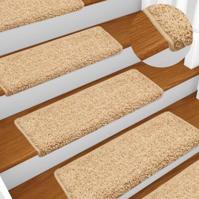 Vidaxl - Alfombrillas Para Escaleras 15 Unidades 65x21x4 Cm Color Crema Borde Rectangular Vidaxl - Alfombrillas Para Escaleras 15 Unidades 65x21x4 Cm Color Crema Borde Rectangular