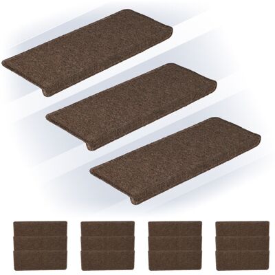 Alfombras Escaleras, Set 15, Alfombrillas Escalones, Antideslizantes, 65 X 24 Cm, Autoadhesivas, Marrón Oscuro - Relaxdays Alfombras Escaleras, Set 15, Alfombrillas Escalones, Antideslizantes, 65 X 24 Cm, Autoadhesivas, Marrón Oscuro - Relaxdays