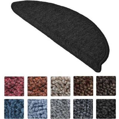 Beautissu - Prostair Alfombras Pequeñas Semicirculares Para Escaleras (55 X 15 Cm), Set De 15 Unidades Antracita, 55 X 15 X 4 Cm Beautissu - Prostair Alfombras Pequeñas Semicirculares Para Escaleras (55 X 15 Cm), Set De 15 Unidades Antracita, 55 X 15 X 4 Cm