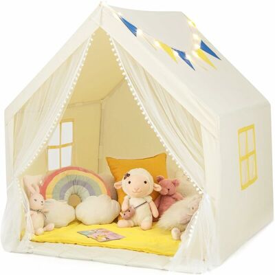 Costway Tienda De Campaña Infantil De Juego, Casita Para Niños Con Alfombra De Algodón Lavable, Luces De Estrellas, Ventanas, Tienda De Juego De Fantasía Para Niños, 122 X 105 X 125 Cm (beige) Costway Tienda De Campaña Infantil De Juego, Casita Para Niños Con Alfombra De Algodón Lavable, Luces De Estrellas, Ventanas, Tienda De Juego De Fantasía Para Niños, 122 X 105 X 125 Cm (beige)