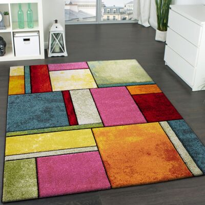 Paco Home - Alfombra De Diseño Moderna De Colores Moteada Llamativa Verde Azul Naranja Rosa 160x230 Cm Paco Home - Alfombra De Diseño Moderna De Colores Moteada Llamativa Verde Azul Naranja Rosa 160x230 Cm