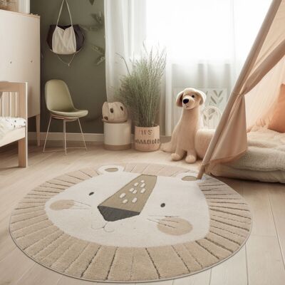 Paco Home Alfombra De Habitación Infantil Redonda De Juego León 3d Tonos Tierra Crema Ø 160 Cm Redon Paco Home Alfombra De Habitación Infantil Redonda De Juego León 3d Tonos Tierra Crema Ø 160 Cm Redon