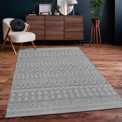 Alfombra Redonda Exterior Interior Balcón Terraza Cocina - 160cm Boho Geométrico Alfombra Redonda Exterior Interior Balcón Terraza Cocina - 160cm Boho Geométrico