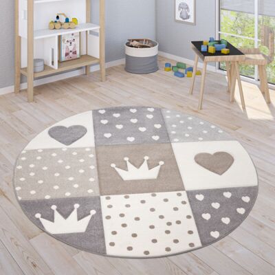 Alfombra Infantil Paco Home Cosmo - Corazón y Lunares 3D - Ø 160cm Alfombra Infantil Paco Home Cosmo - Corazón y Lunares 3D - Ø 160cm
