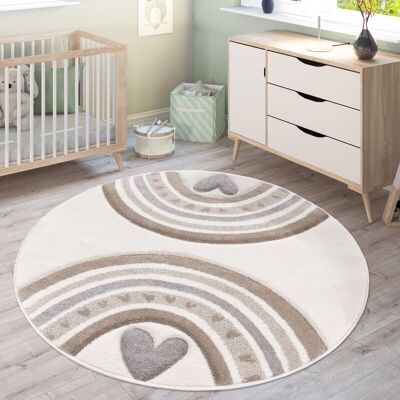 Paco Home - Alfombra Infantil Alfombra Habitacion Niño Arcoíris Corazón 3d Beige Ø 120 Cm Redon Paco Home - Alfombra Infantil Alfombra Habitacion Niño Arcoíris Corazón 3d Beige Ø 120 Cm Redon