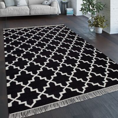 Alfombra de lana negra marroquí PACO HOME - 160x230 cm - Alfombra Alfombra de lana negra marroquí PACO HOME - 160x230 cm - Alfombra