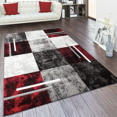 Paco Home - Alfombra Salón Pelo Corto Efecto 3d Vintage Perfil Contorneado Motivo Moderno 120x170 Cm, Gris-rojo Paco Home - Alfombra Salón Pelo Corto Efecto 3d Vintage Perfil Contorneado Motivo Moderno 120x170 Cm, Gris-rojo