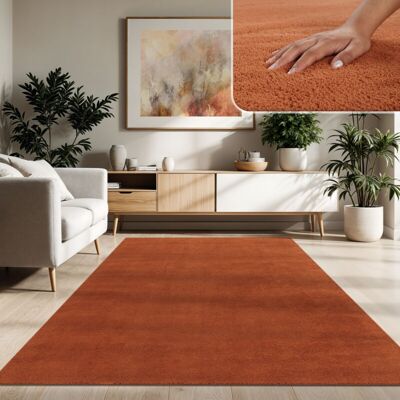 Paco Home - Alfombra Moderna Para Salón A Pelo Corto Lavable Suave Uni Efecto Piel Antideslizante 200 Cm Cuadrado, Cobre Paco Home - Alfombra Moderna Para Salón A Pelo Corto Lavable Suave Uni Efecto Piel Antideslizante 200 Cm Cuadrado, Cobre