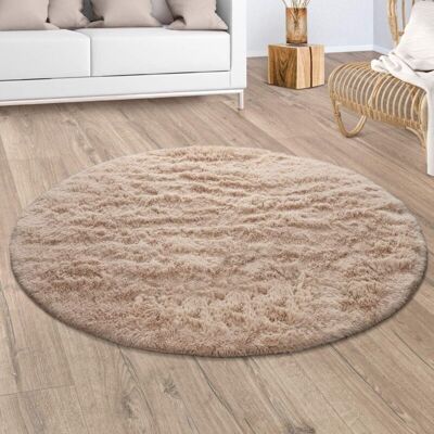 Paco Home - Alfombra Salón Pelo Largo Piel Sintética Shaggy Mullida Y Suave Monocolor Beige Ø 160 Cm Redondo Paco Home - Alfombra Salón Pelo Largo Piel Sintética Shaggy Mullida Y Suave Monocolor Beige Ø 160 Cm Redondo