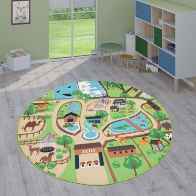 Paco Home - Alfombras Infantiles Juego Pelo Corto Habitación Coloridas En Diferentes Diseños Beige, Ø 160 Cm Redon Paco Home - Alfombras Infantiles Juego Pelo Corto Habitación Coloridas En Diferentes Diseños Beige, Ø 160 Cm Redon