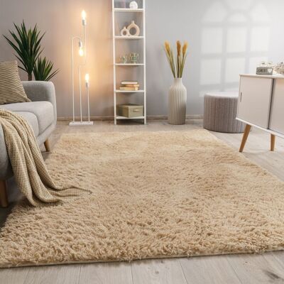 PACO HOME Silky 591 Alfombra de Pelo Largo Beige - Alfombras PACO HOME Silky 591 Alfombra de Pelo Largo Beige - Alfombras