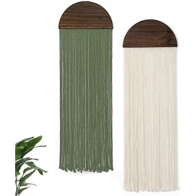 OEM Juego De 2 Tapices De Macramé Verde De Estilo Bohemio, Semicirculares Con Borlas, Para Decorar Tu Dormitorio O Sala De Estar, 85 X 30 Cm (beige Y Verde). OEM Juego De 2 Tapices De Macramé Verde De Estilo Bohemio, Semicirculares Con Borlas, Para Decorar Tu Dormitorio O Sala De Estar, 85 X 30 Cm (beige Y Verde).