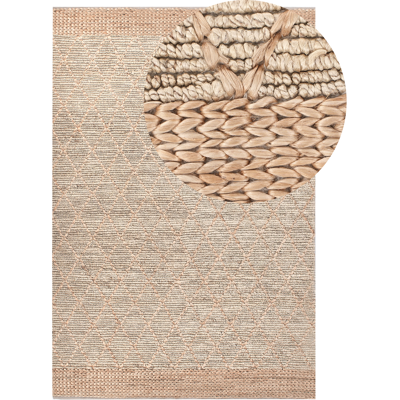 Beliani - Alfombra De Yute Natural Trenzado Estilo Boho Patrón Geométrico Beige 200 X 300 Cm Tellikaya Beliani - Alfombra De Yute Natural Trenzado Estilo Boho Patrón Geométrico Beige 200 X 300 Cm Tellikaya