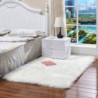 OEM Alfombra Para Dormitorio, Sala De Estar, Mesita De Noche, Para El Hogar, Alfombra De Felpa De Piel Sintética, 6090 Cm (blanca) OEM Alfombra Para Dormitorio, Sala De Estar, Mesita De Noche, Para El Hogar, Alfombra De Felpa De Piel Sintética, 6090 Cm (blanca)