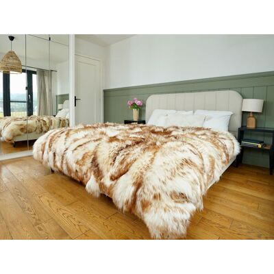 OEM Alfombra De Piel De Oveja Natural Con Diseño De Patchwork, Alfombra De Lana Y Cuero De Muflón Blanco Y Marrón, Manta Acogedora (5,2'x6,5') OEM Alfombra De Piel De Oveja Natural Con Diseño De Patchwork, Alfombra De Lana Y Cuero De Muflón Blanco Y Marrón, Manta Acogedora (5,2'x6,5')